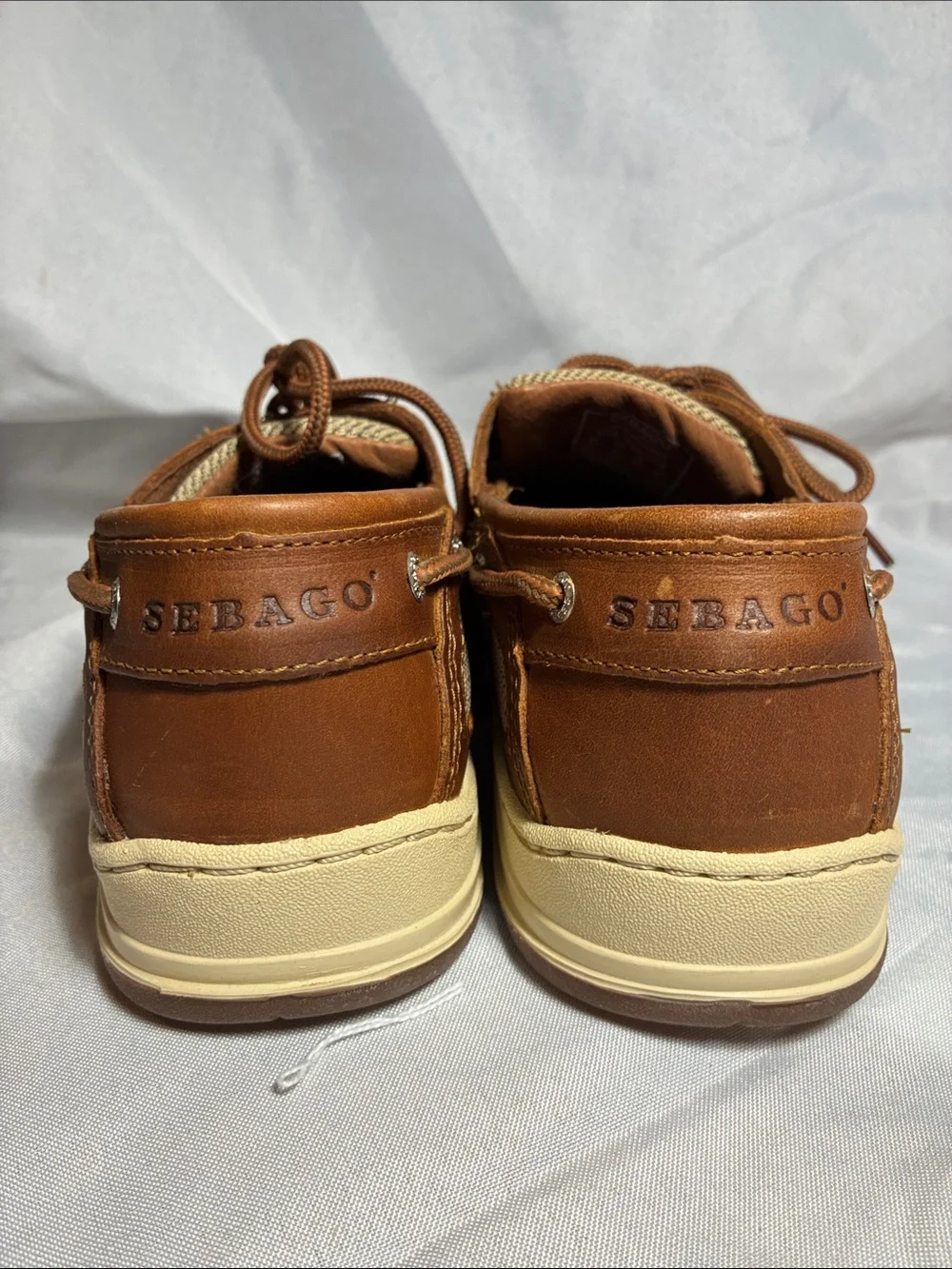 ✨Never Been Worn✨Sebago Tan Leather & Woven Panel Boat Shoes